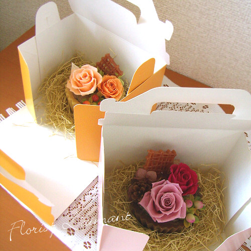ローズのカップケーキ（ピンク）【プリザーブドフラワー】