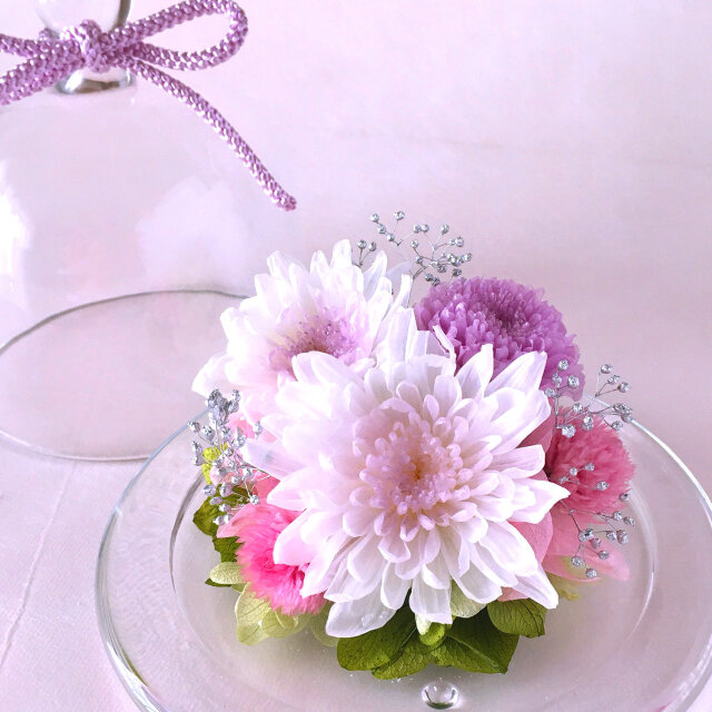 プリザーブドフラワー 花 御供 お悔やみ お供えに小菊をあしらっ プリザーブドフラワー 花 御供 お悔やみ お供えに小菊をあしらっ