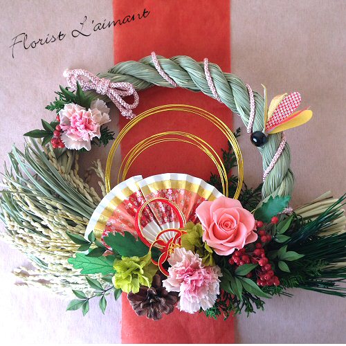 21自家栽培ドライフラワー含むしめ飾りしめ縄 プリザーブドフラワー スワッグ 21自家栽培ドライフラワー含むしめ飾りしめ縄 プリザーブドフラワー