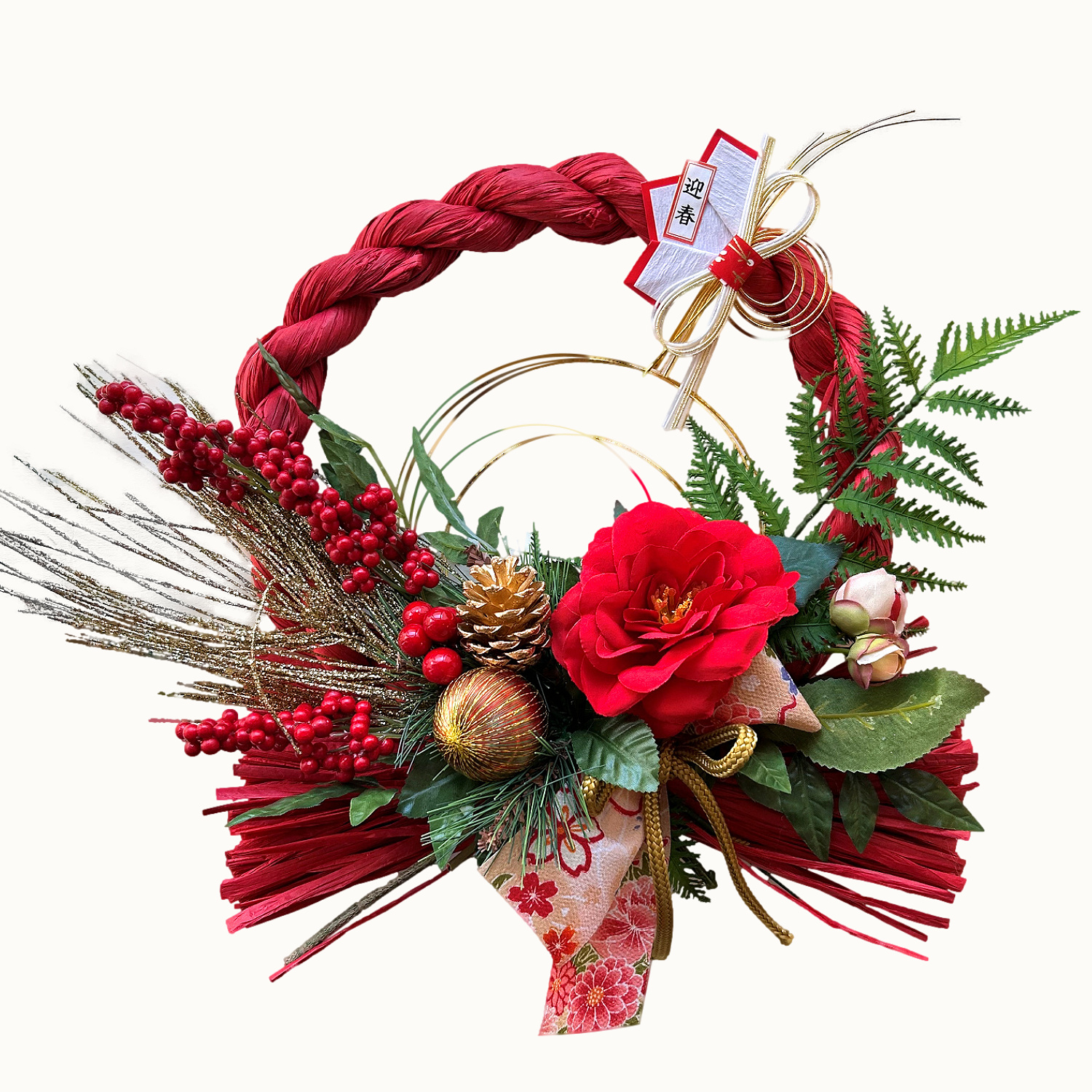 しめ縄⑤ お正月飾り　ハンドメイド　稲穂　アーティフィシャル　しめ縄リース しめ縄⑤ お正月飾り ハンドメイド 稲穂 アーティフィシャル しめ縄