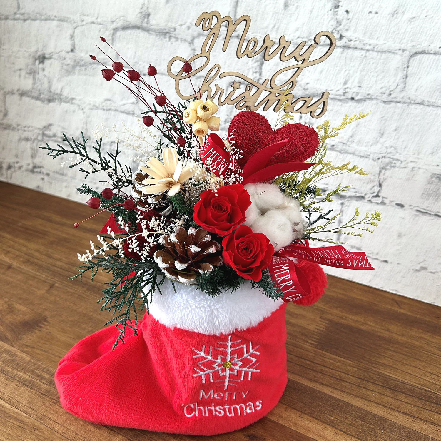 クリスマスアレンジ 〖クリスマス️ブーツ〗北欧風*ドライ クリスマスアレンジ 〖クリスマス️ブーツ〗北欧風*ドライ